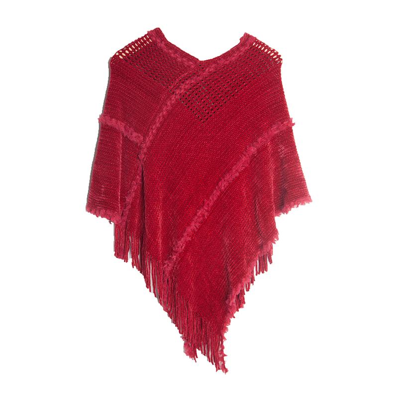 Chic Knitted Elegant Women Scarf Solid Hollow Pullover Wrap Shawls Tassel Lady Chales Femme Ponchos Capas Mujer Cachecol Party