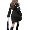 Damen Entspanntes Modisches Bindegürtel Locker Gestricktes V-Ausschnitt Midi-Kleid