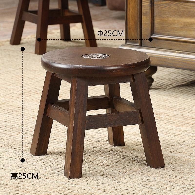 American retro household solid wood small bench round stool coffee table stool low stool replacement shoe stool small stool