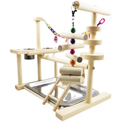 Vogel Spielstand Interaktive Bunte Schaukel Leiter Holz Papagei Spielplatz mit Feeder Cup für
