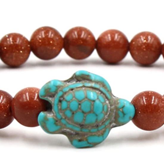 Beads Bracelet Sea Turtle Beaded Elastic Rope Adjustable Boho Decoration Valentines Day Gift Women Men 8mm Natural Faux Stone Friendship Bangle Dating