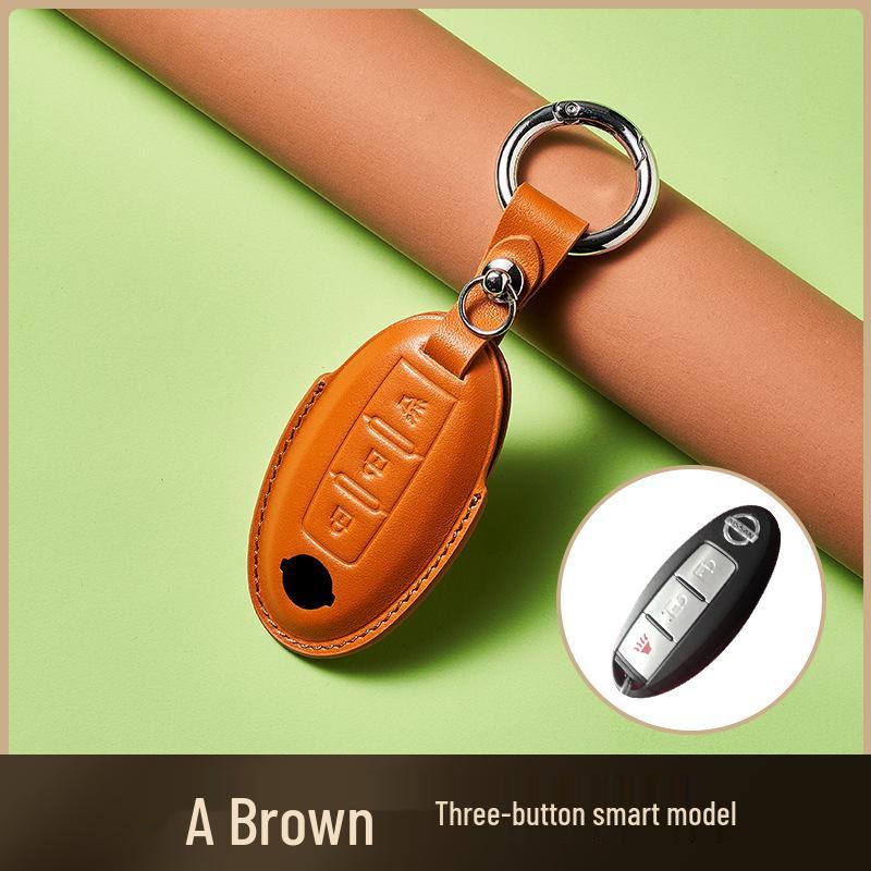 Skórzany Etui na Klucze ze Skóry Wyprawianej Roślinnie dla Nowego Kluczyka Samochodowego Sylphy Murano, Ręcznie Robiony Wzór Klamry dla Mężczyzn