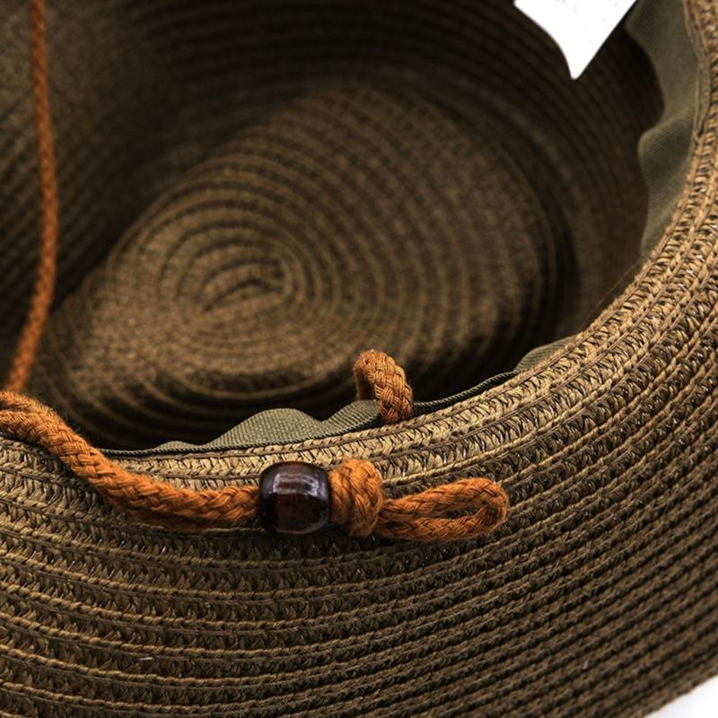 Stile Etnico Cappello da Cowboy Estivo Protezione Solare Intreccio di Paglia Cappello Western Protezione Solare