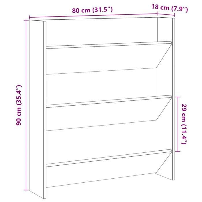 VidaXL Armoire à chaussures murale chêne artisanal bois d'ingénierie, étagère à chaussures, rangement à chaussures, support 856545