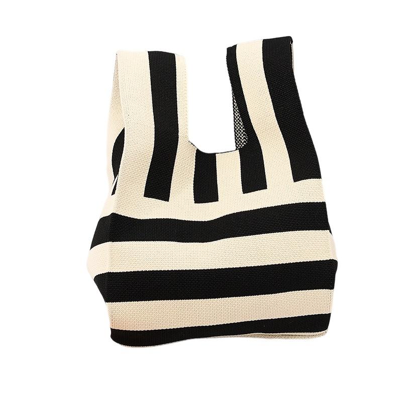 Durable Polyester Fabric Knitted Handheld Bag In 10 Colors For Women