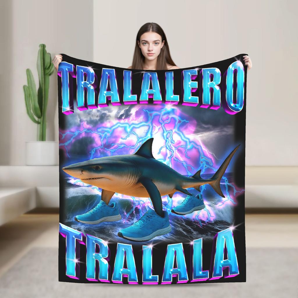 Italian Brainrot Cappuccino Assassino Fun Cappuccino Meme Blanket Soft Funny Plush Throw Blanket For Flannel Bedspread Bed Cover