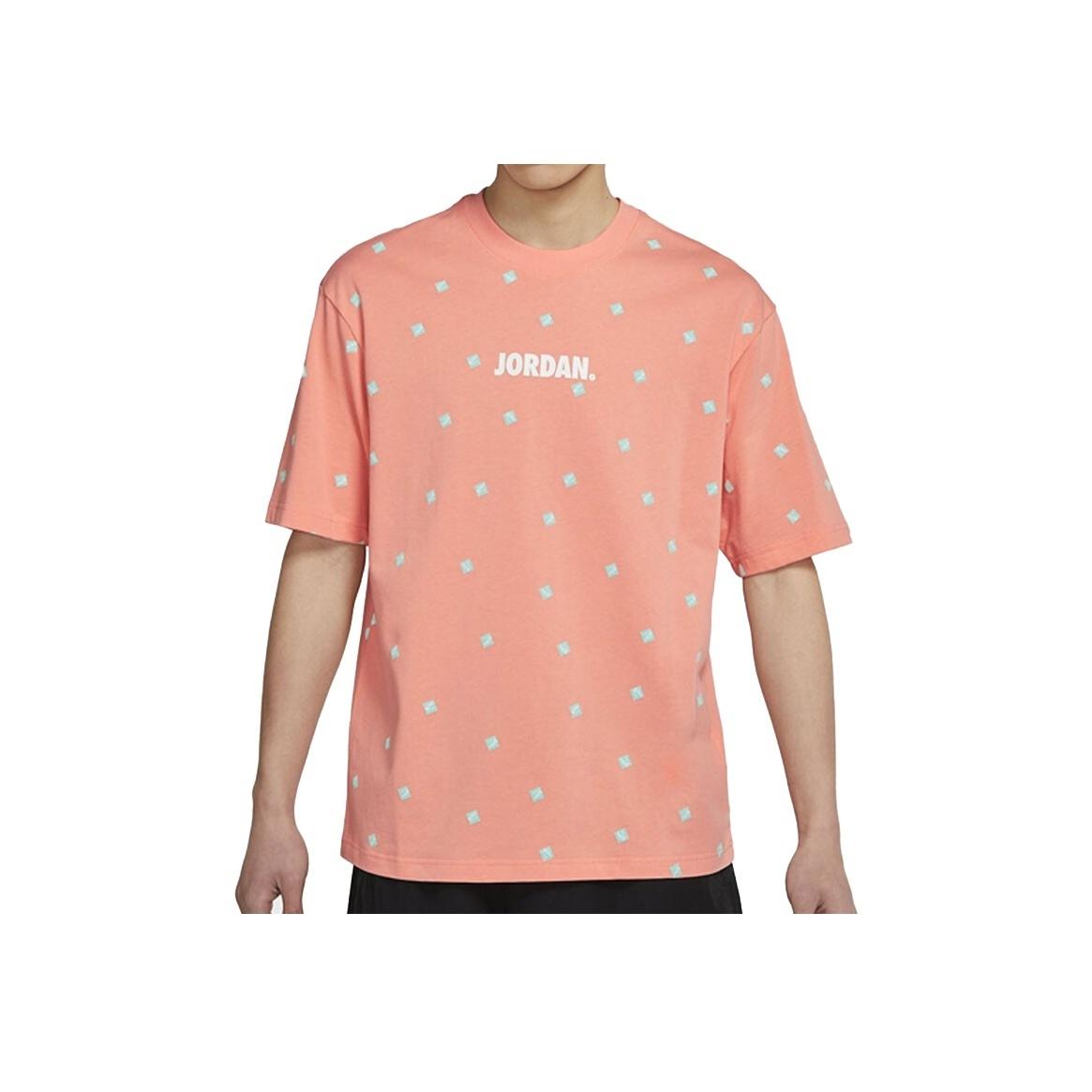 

Jordan Спортивная футболка с коротким рукавом с круглым вырезом и принтом логотипа, мужские топы розового цвета CZ5186-693 XXXL