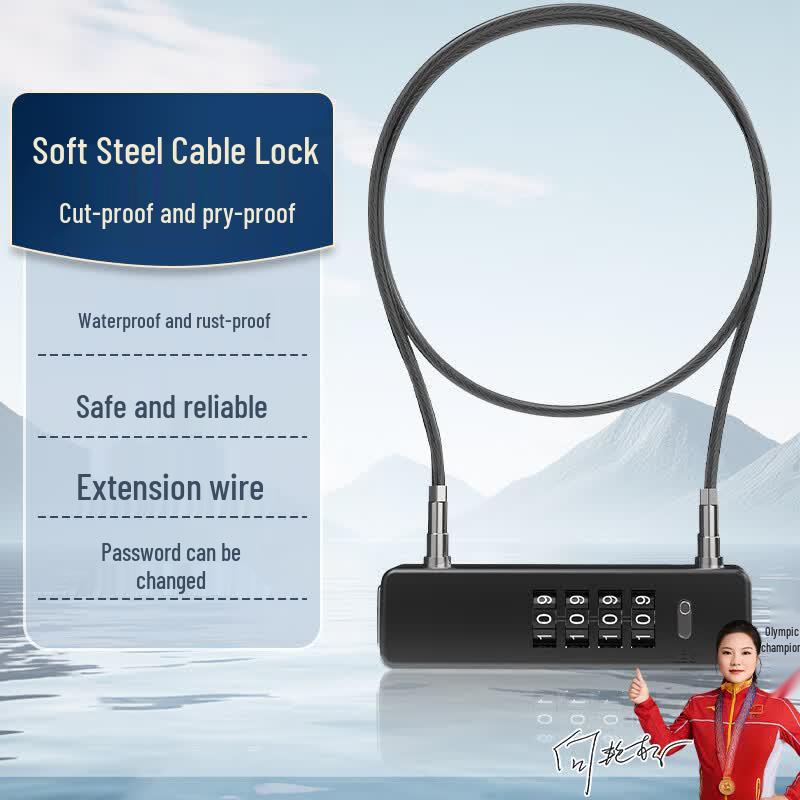 HOTUN Extended Steel Wire Combination Padlock Black