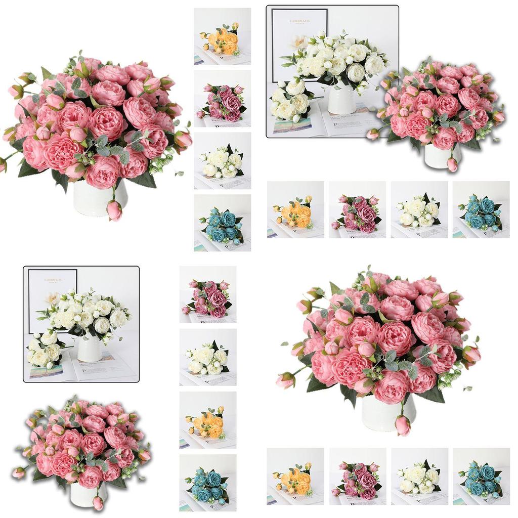 Artificial Flowers Fake Roses Bunche Bouquet Elegant Realistic Wedding Photography Prop Home Decor