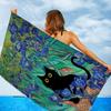 Schwarze Katze Kunst Ölgemälde Handtuch Mikrofaser Strandhandtuch Saugfähig Schnell trocknend Weich Yoga Schwimmen Resort Bergsteigen Handtuch