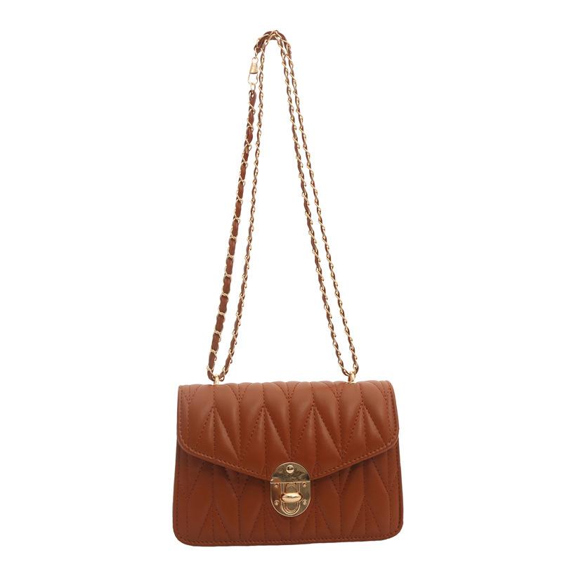 

Ромбоподібна вишивка ниткою замок замок іноземний стиль маленька квадратна сумка жіноча 2024 нова літня популярна ланцюгова модна сумка через плече месенджер коричневий