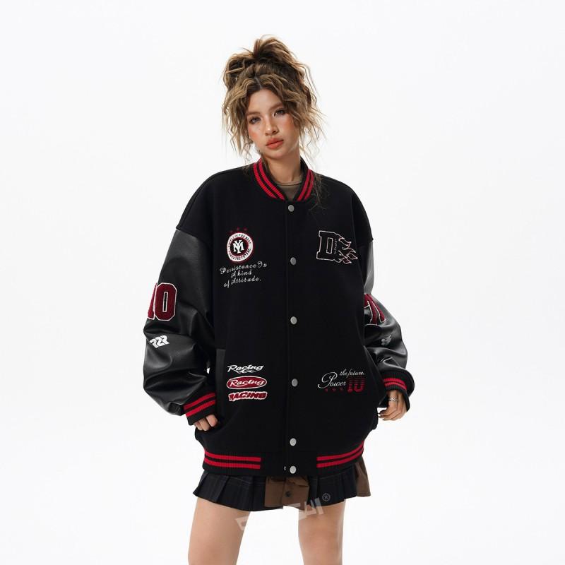 Unisex Vintage Baseball Jacket With Embroidery