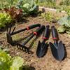 4 Pieces Gardening Hand Rake Garden Tool Set Hoe Scoop Cultivator Crafted from Carbon Steel Suitable
