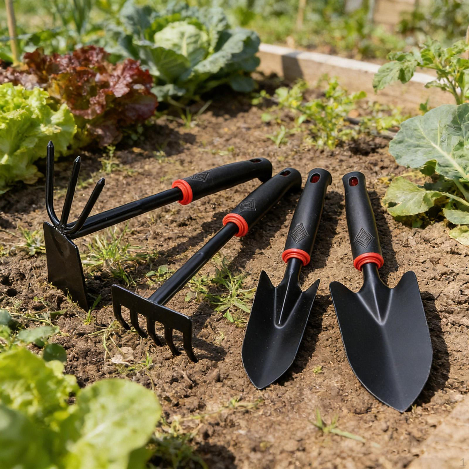 

4 Pieces Gardening Hand Rake Garden Tool Set Hoe Scoop Cultivator Crafted from Carbon Steel Suitable Style A