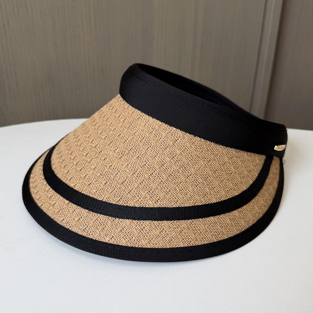Straw empty top sun protection hat women's summer eaves headband sun hat UV protection fashion versatile sun hat