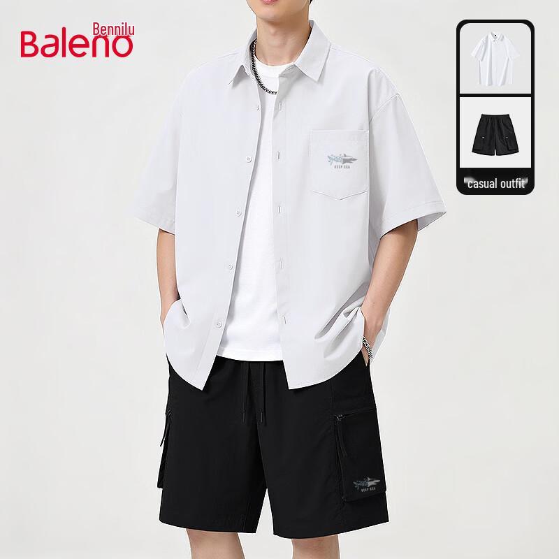 Baleno Men s Relaxed Fit Short Sleeve Shirt & Shorts Set 3XL