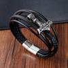 Men's Leather Bracelet Stainless Steel Leather Braided Bracelet Fashion Viking Jewellery Street Hipster Wear Jewellery Accessories