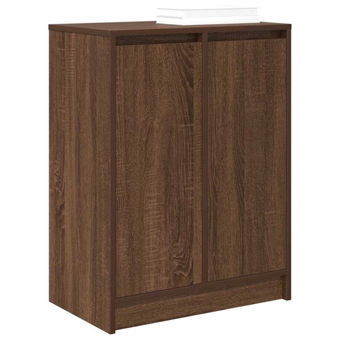 Brown Oak Shoe Cabinet 57x34x76 Cm Engineered Wood