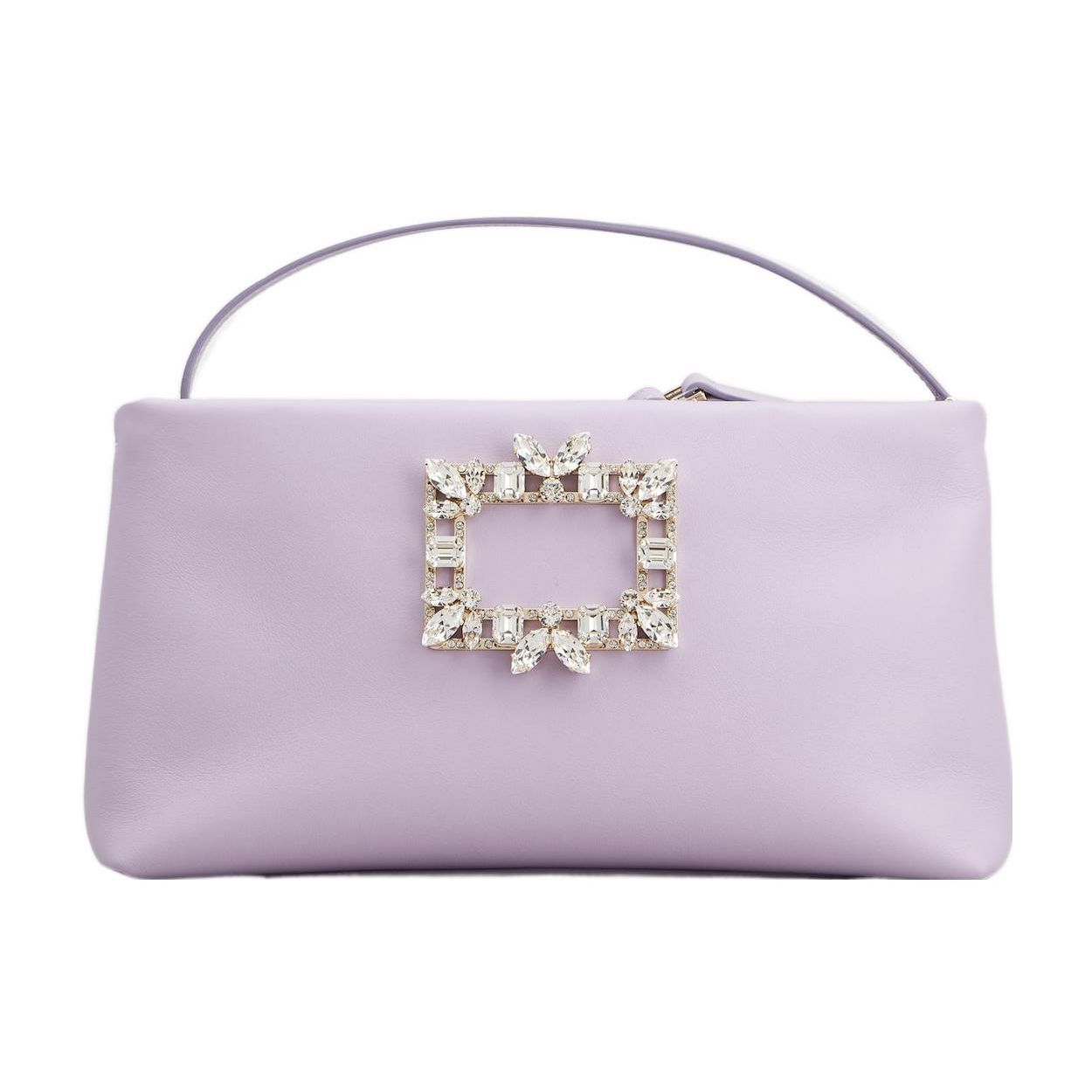 

Roger Vivier RV Nightlily Crystal Brooch Leather Mini Handbag Women handbags Light-Purple RBWAMZW0100D8CL028 Basic Set (Bag+Dust Bag)