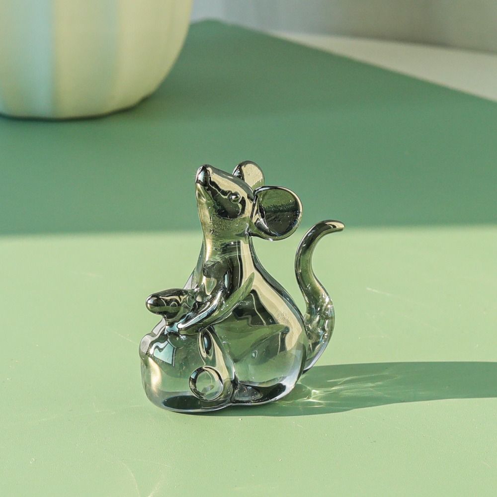 Lucky Mouse Rat Figurine Exquisite Attracting Wealth Crystal Rat Ornament Clear Crystal Crafts Mini Table Ornaments Living Room