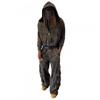Felpa con cappuccio e zip larga vintage da uomo, stampa leopardata, streetwear casual