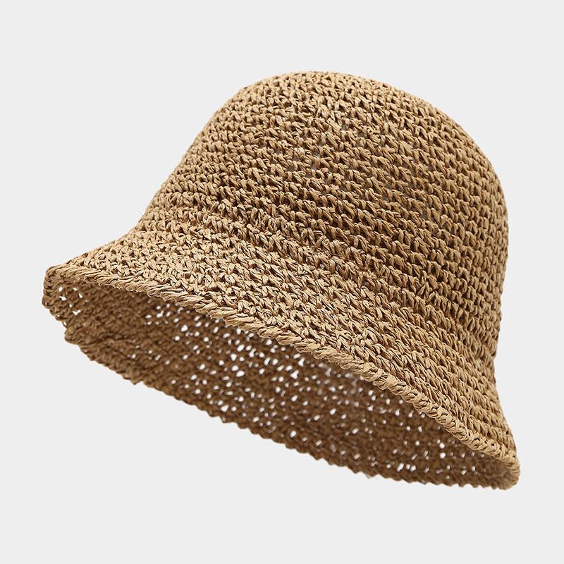 New Korean Version Women Straw Hat Summer Breathable Sun Shade Straw Hat Seaside Vacation Foldable Sun Protection Fisherman Caps