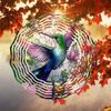 Hummingbird Stained Glass Wind Chime Metal Rotating Garden Decor for Patio Yard Indoor Outdoor No Electricity Needed Colorful Gift Idea