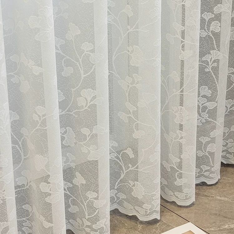 1pc Luxurious Modern Romantic European-Style Jacquard Yarn Curtain - Soft, Sheer, and Breathable Fabric for Bedroom and Living Room Home Decor