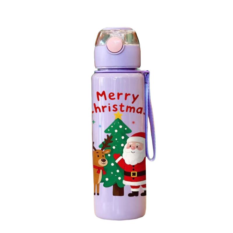 

3D Printed 700ml Christmas Water Bottle with Cute Santa & Reindeer Design Cartoon Cute High Appearance Plastic Water Cup 700ml