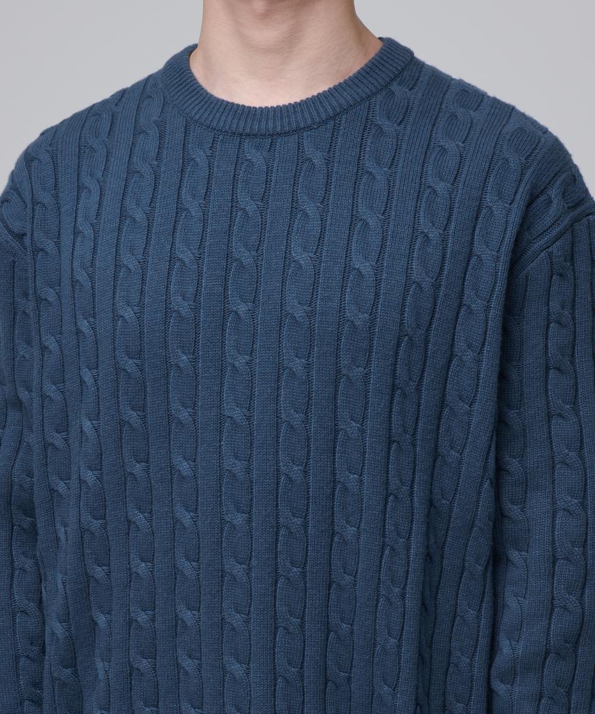 Musinsa Standard Cable Crew Neck Knit [Midnight Blue]