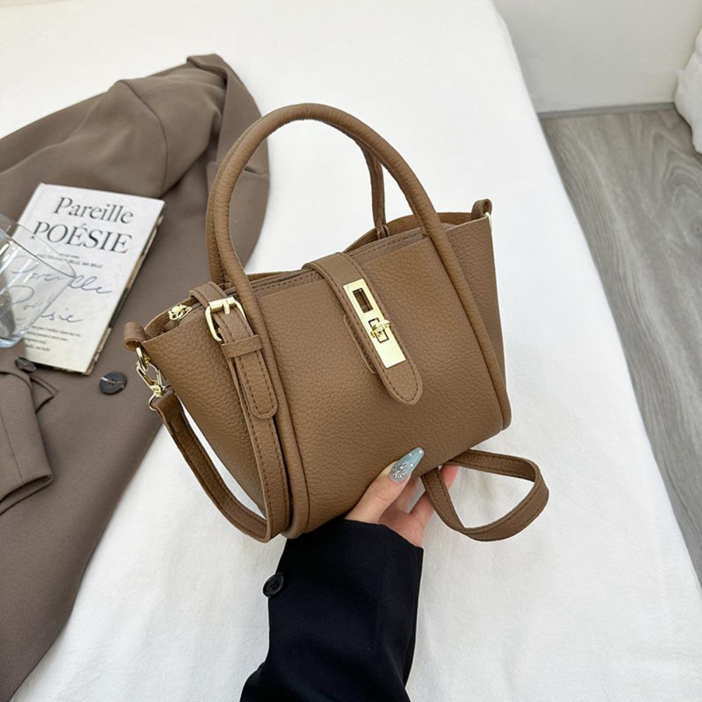 

Chic Slant Cross Bucket Bag High-End Women s Handbag Casual Single Shoulder Bag Female коричневий