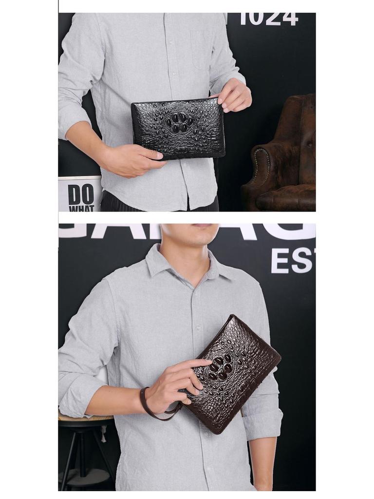 Crocodile Pattern Men's Large Capacity Leather Clutch Wallet