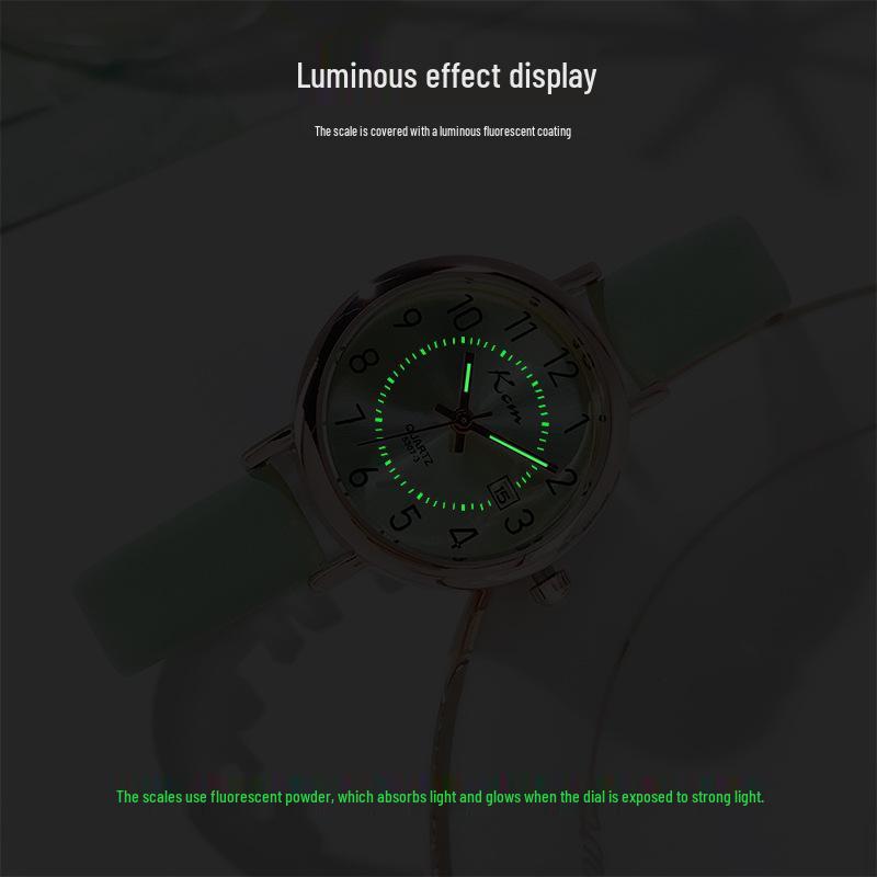 Simple Waterproof Quartz Watch for Girls: Luminous, Time & Calendar Display, Perfect for Primary To High School Students