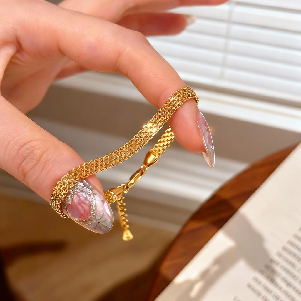 Simplicity 316L Stainless Steel Snake Bone Chain Bracelet for Women Round Zircon Charm Link Bracelets Jewelry