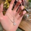 New small square diamond necklace women's light luxury versatile pendant niche neck chain premium collarbone chain jewelry