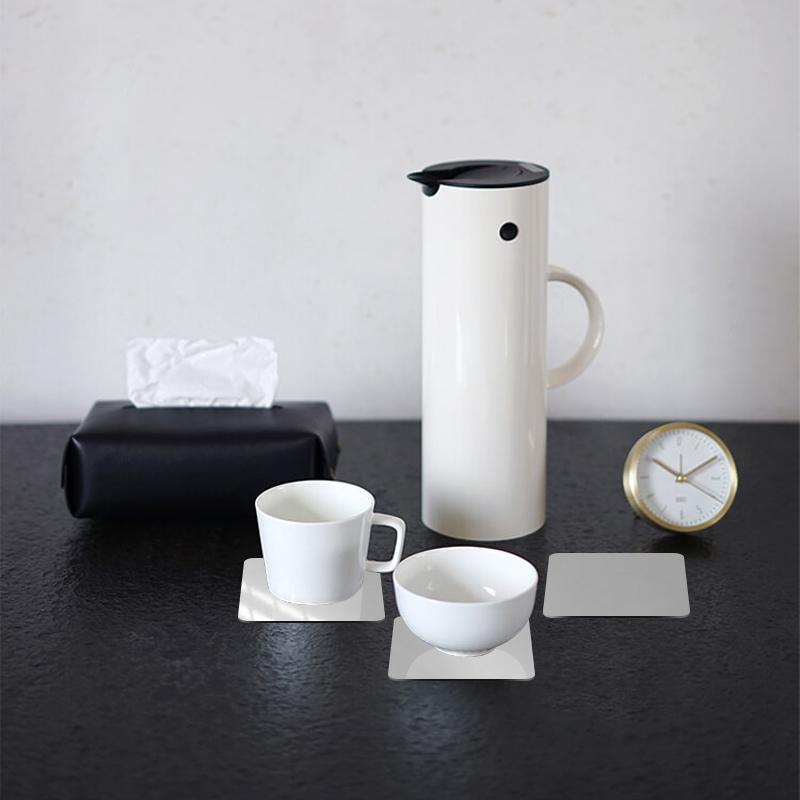 6pcs/set Stainless Steel Square Metal Coaster placemat Table Mat Anti-slip coffee mug cup Bowl Insulation Creative Cool