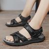 Brand Men Summer New Sandals and Slippers Men's Leather Sandals Adult Thick-soled Beach Shoes Non-slip Open-toe Leather Sandals