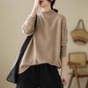 Women's Loose Stand Collar Sweater Autumn Winter Vintage Soft Skin-Friendly Solid Color Sweater