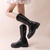 Thick-soled V-mouth Martin Boots Medium Tube Fashion Boots Medium Heel Cigarette Tube Short Boots Chelsea Skinny Boots Autumn and Winter Martin Boots