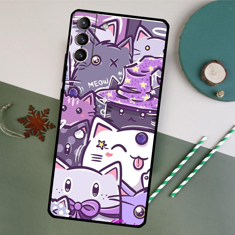 Neko Atsume Phone Case For Samsung Galaxy S25 S20 S21 S22 S23 S24 S26 Ultra S10 Plus S25 FE Back Cover