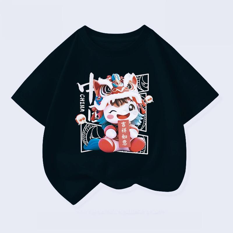 New Year girls  short sleeved red T-shirt, New Year s clothing 140