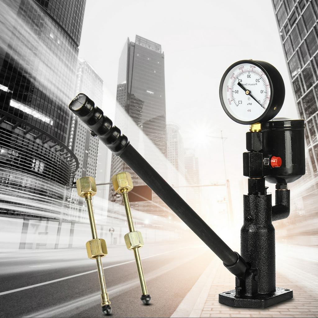 Bar/PSI 0-60Mpa Steel 1L Pop Diesel/Injector Nozzle Pressure Tester Dual Scale Read Gauge Black High Pressure Pipe Diagnostic
