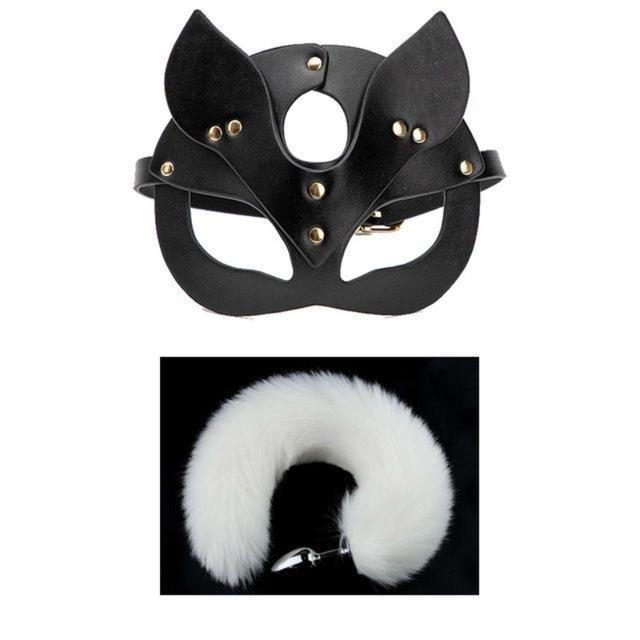 Masque de renard queue Cosplay masque pour les yeux bouchon anal en métal jeu de rôle SM accessoire jouets sexuels pour