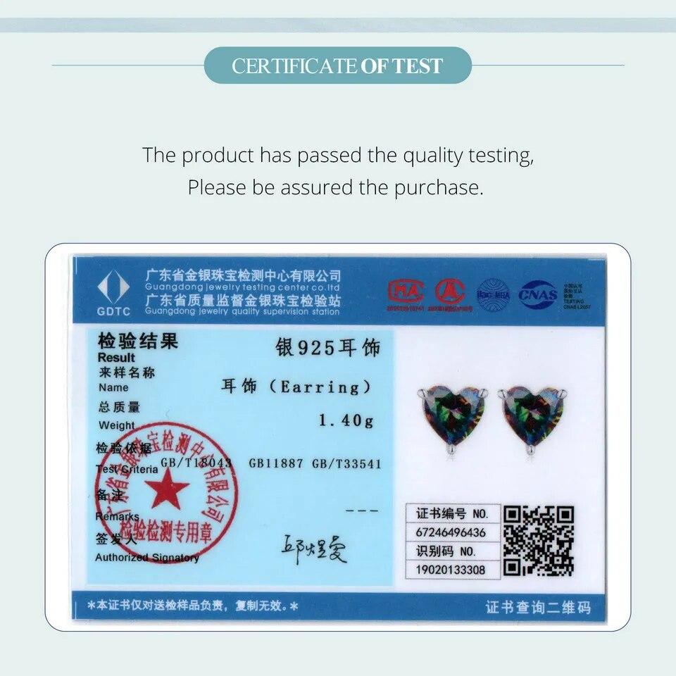 WOSTU 925 Sterling Silver 7MM Heart Stud Earrings Women Rainbow Mystic Topaz Wedding Earring Party Jewelry Gift For Mom Daugther