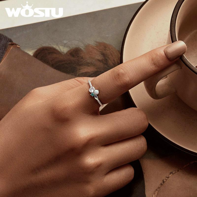 WOSTU Bague opale exquise en argent Sterling 925, minimaliste, grâce délicate, mode pour femmes et filles, bijoux fins, cadeau