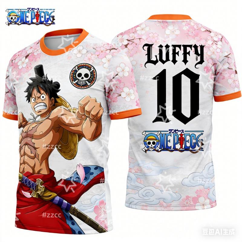 2026 One Piece Graphic T-shirt Japanese anime football  Men s T-Shirt Children s Clothing Tee Woman XXS