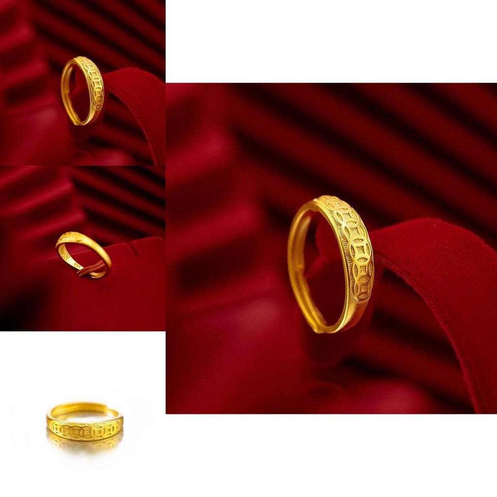 Attractive Womens Adjustable Coin Ring In Gold Plated Brass Elegant Finger Wear
