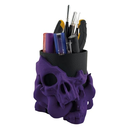 Skull Pen Holder Makeup Brush Holder Bathroom Storage Holder Skeleton Desk Organizer for Keys Cosmetic Tools Halloween Decorations