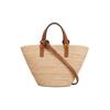 Celine Nano Geschmeidige Triomphe Logo Raffia und Kalbsleder Schulter-Tragetasche Damen Handtaschen Natürliches Braun 10M582DZ2-02NT