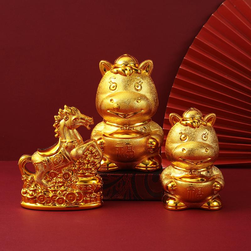 Creative Horse Ornament Lucky Traditional Home Statue Ingot Can Be Rotated Home Decoration Office Desktop Decoration
